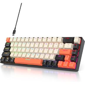 Green Matcha 65% Percent Small Mechanical Keyboard, 68 Key RGB Gaming Keyboard, Red Switch USB-C Wired Keyboard, PBT XDA Keycaps Compact Mini Keyboard for Game, Office (68 Matcha)