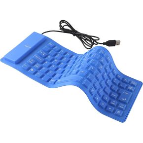 Foldable Silicone Keyboard Wired Pocket Size Slim Flexible Roll-up USB Wired Keyboard Waterproof Dustproof Travel Portable 85 Keys Soft Touch Keyboard for Laptop PC Desktop Tablet Notebook (Pink)