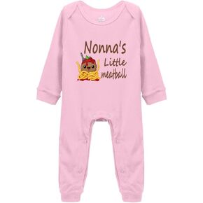 Nonna's Little Meatball Letter Print Bodysuits Long Sleeve Baby Unisex Bodysuit