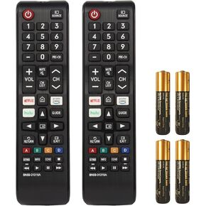 2 Packs BN59-01315A Replacement Remote Control for Samsung 4K Crystal UHD LED QLED LCD Series 6/7/8/9/ TU-7000 Flat Curved Smart TV with Netflix Prime Video and Hulu Keys with Batteries