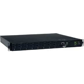 Tripp Lite 3.2-3.8kW Single-Phase ATS/Switched PDU, LX Platform Interface, 200-240V Outlets (8 C13 & 2 C19), 2 C20, 12ft Cord, 1U Rack-Mount, TAA (PDUMH20HVATNET) Black