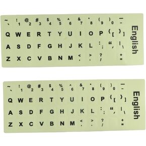 2 Pcs Universal English Keyboard Stickers, Glow in The Dark English Letter Keyboard Sticker for Laptop PC Computer Notebook Desktop Keyboards