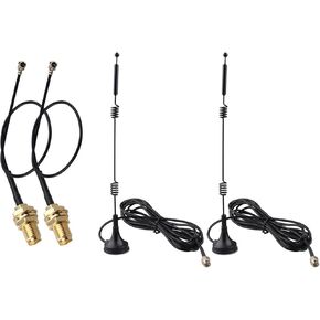 2Set WiFi Aerial Antenna with 3m/9.8ft Cable 2.4/5.8GHz 12dBi Magnetic Base with RP-SMA Male Connector＋15cm/6inch IPX U.FL MHF1 to RP-SMA Female Cable Compatible with Wireless Mini PCI-E Card