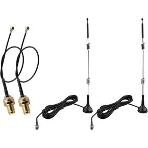 2pcs Dual Band WiFi Antenna with 3m/9.8ft Cable 2.4GHz 5GHz 5.8GHz 12dBi SMA Male Aerial + 15cm/6inch IPEX UFL MHF1 to SMA Female Pigtail Cable for Wireless Video Surveillance Recorder