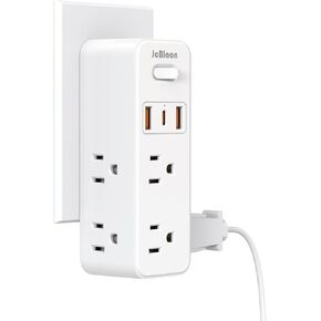 Surge Protector Outlet Extender- Multi Plug Wall Outlet with Rotating Outlet Adapter, 6 AC Outlet Splitter with 3 USB Ports(1 USB C), 3-Sided outlet adapter Compact charge for Home Travel Office