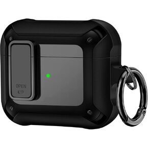 Valkit Airpod 3rd Generation Case 2021 Secure Lock Clip Case Apple AirPod 3 Case Cover Military Armor Series Full-Body Rugged Hard Shell for Men Women with Keychain Carabiner,Wireless Charging (Black)