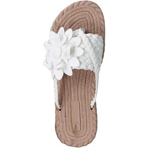 GORGLITTER Women's Flower Sandals Braided Slide Sandals Espadrille Sole Vacation Outdoor Thong Sandals