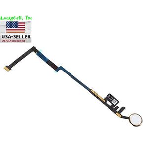 BESTeck_iPad 5th Generation 9.7" 2017 Version. Home Button Module Key Button Flex Cable Ribbon Connector Menu Key A1822 A1823 Replacement Part (White (Gold Ring))