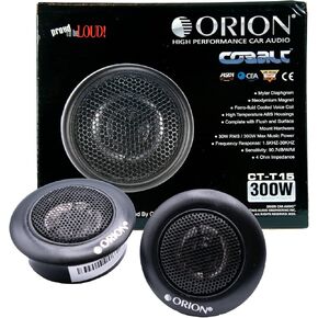 Orion Cobalt Series CT-T15-1" Neodymium Silk Dome Tweeters | Silk Diaphragm, Surface/Flush Mount, 30W RMS, 300W Max, Built-in Crossover - Car Audio Tweeters (Pair)
