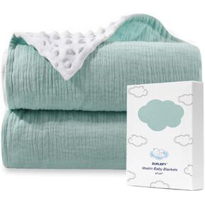 Muslin Blue Baby Boy blankets, 47"x47" Soft Cotton Toddler Blanket for Daycare, Warm Baby Blanket Neutral for Newborn, Infant (43-06)