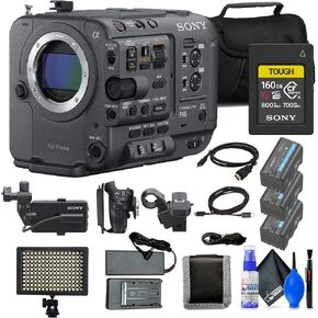 Sony FX6 Full-Frame Cinema Camera (Body Only) (ILME-FX6V) + 160GB Memory Card + 2 x BP-U35 Battery + Bag + LED Light + Memory Wallet + Cleaning Kit + HDMI Cable (Renewed)