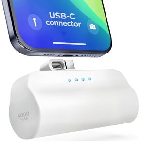 GALVANOX USB-C Battery Pack for iPhone 15 and 15 Pro Max - Fast Charging Type-C, Small Power Bank for Travel with Built-in Cable, 4000mAh (Fast Charging enabled) (1)