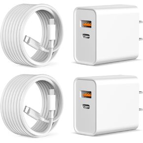 i Phone 15 Charger 20W PD+QC3.0 USB C Dual Port Wall Charger Block with 6FT USB C to C Cable Compatible with iPhone 15/15 Pro/15 Pro Max/15 Plus, iPad Pro, iPad Air 5/4, iPad 10/Mini 6