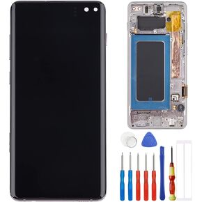 TFT Display Compatible with Samsung Galaxy S10 Plus S10+ SM-G975U SM-G975W 6.4" inch LCD Touch Screen Display Assembly with Tools+Frame(Fingerprint Recognition is not Supported)