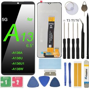 LCD Screen Replacement for Samsung Galaxy A13 5G S136dl A136a A136w 6.5" Assembly LCD Display Touch Screen Digitizer Tools Kit with Frame
