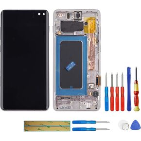 Dynamic AMOLED Compatible with Samsung Galaxy S10+ S10 Plus (Black with Frame) SM-G975 (Black with Frame) LCD Display Touch Screen Display + Tools