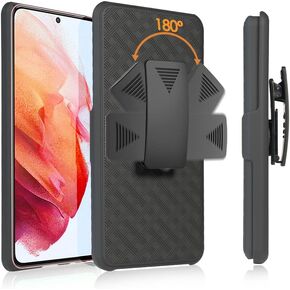 for Samsung S22 Belt Case Holster Heavy Duty Protection Belt Clip with Kickstand 2 in 1 Slim Hard Shell Cover with 180 Degree Holster for Samsung Galaxy S22 2022 Released, Black