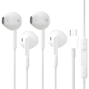 2 Pack USB C Headphones for iPhone 15, Type C Earbuds Wired Earphones with Microphone and Remote Control Noise Canceling for iPhone 15 Pro Max/15 Pro,Samsung Galaxy S23, Pixel