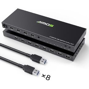 USB 2.0 USB Switch Selector, AIMOS 8 in 4 Out USB Printer Sharer Switcher for 8 PC Sharing 4 USB Devices Mouse, Keyboard, Scanner, Printer, Etc