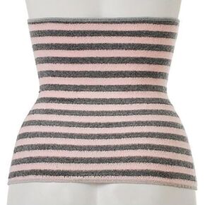 Binchotan Haramaki Body Warmer Belt Japan Bico Stripes Light Grey Baby Pink