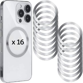 SALEX Compatible with Magsafe Magnetic Rings 16 Pack Set - Mag Safe Metal Rings - Add Magsafe to Any Cell Phone Case - Black Round Magnet Sticker - Replacement Discs for Apple Magsafe Charger