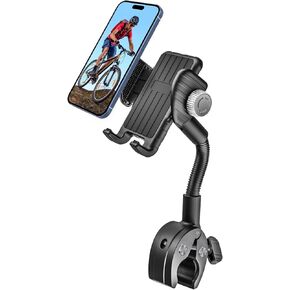 woleyi Gooseneck Tablet Holder for Bike - Motorcycle Phone Mount, 360° Rotatable Adjustable Cell Phone Handlebar Clamp, Scooter Phone Clip, Compatible with 4.7-6.8" iPhone 15 14 13 12 Pro Max, Galaxy