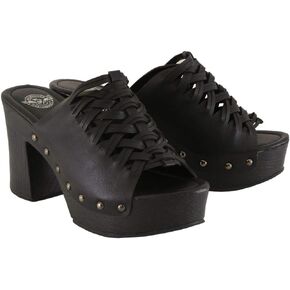Milwaukee Leather MBL9410 Women's Black Open Toe Fashion Casual Platform Wedges with Studs