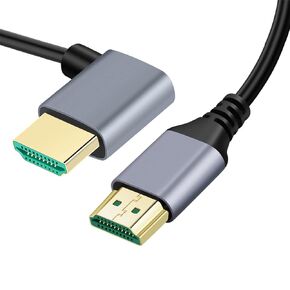 xiwai 8K HDMI 2.1 Ultra Thin HDTV Cable 1m 4K Hyper Super Flexible Slim Cord Right Angled 90 Degree Type-A Male to Male for Computer HDTV Projector Home Theatre
