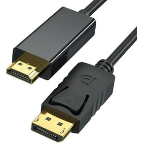DisplayPort to HDMI Cable 6ft, 4K DP to HDMI Cable Adapter, Uni-Directional DP 1.2 to HDMI 1.4 Cable Compatible with PC TV Monitor Projector Laptop Dell HP and More