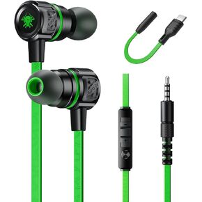 Gaming Earbuds Wired, USB C & 3.5mm Dual Plug in Ear Headphones with Mic and Volume Control for Small Ears, Stereo Bass Noise Isolating Earphones for PC/PS4/PS5/Xbox Series/Switch/Sleep/Sport/Workout
