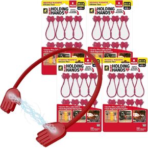 Ultra-Powerful Silicone Zip, SEEN-ON-TV, Industrial-Strength Ties with Magnet Automatically Stick Together, Reusable, for Cables, Cords, and More, 4 Pack, 7.25 In, Red