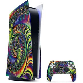 MightySkins Carbon Fiber Gaming Skin for PS5 / PlayStation 5 Bundle - Acid | Durable Textured Carbon Fiber Finish | Easy to Apply and Change Style | Made in The USA