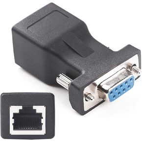 2PCS RJ45 to DB9 Adapter RS232 Serial Port COM to RJ45 Male to Female Network Port Converter