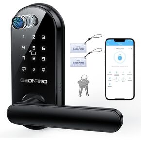 Smart Door Lock 6-in-1 Electronic Door Lock for Front Door Fingerprint Door Lock with Anti-Peeping, Auto-Lock Black Keyless Door Lock Digital Lock with Electric Door Knob, Biometric Handle for Home in Saudi Arabia