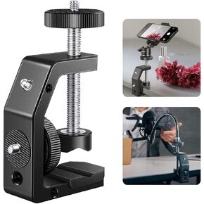NEEWER Heavy Duty C Clamp Desktop Camera Clamp Mount, Metal Super Clamp with 1/4" Screws and 1/4" & 3/8" Thread Holes for Monitor Phone Camera LED Light Panel, Fits up to 2.4"/6cm Thickness, ST-CCD7