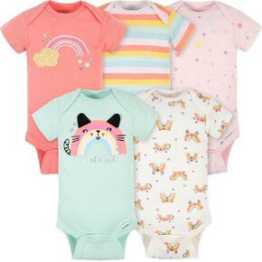 GERBER Baby Girls 5-Pack Variety Onesies Bodysuits (Newborn, One of a Kind)