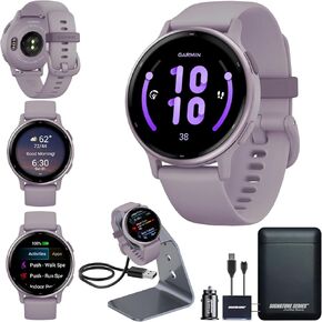 Garmin vivoactive 6 GPS Smartwatch with AMOLED Display, Lunar Gold | Advanced Health and Fitness Features, Up to 11 Day Battery, Energy Monitoring, Sleep Coach | with Signature Series Power Bundle
