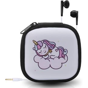 Kids Earbuds for Back to School with Cute Earphones Storage Case, Unicorn Earbuds for Kids in-Ear Headphones of Electronics Wired 3.5mm with Mic, Lovely Gifts for School Girl and Boy (Pink)