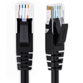 Cat 6 Ethernet Cable 25 ft Network RJ45 Unshielded Cat6 Patch Cable Internet for PC, TV, Laptop, Router and Printer, Black, 1 Pack
