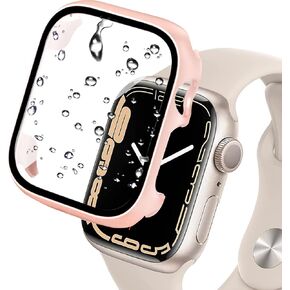 Miimall Compatible for Apple Watch Series 9 41mm Case with Screen Protector Anti-Scratch Shockproof Hard PC and Tempered Glass Film Bumper Case for Apple Watch 41mm Series 9/8/7 Black