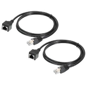 MECCANIXITY 2Pcs Male to Female 5e Network Cable Extension Wire 1M Length Waterproof for Home Office Networks