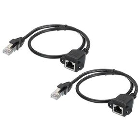 MECCANIXITY 2Pcs Male to Female 5e Network Cable Extension Wire M3 50CM Length Waterproof for Home Office Networks with Ears