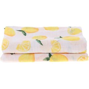 Muslin Swaddle Square Blankets Baby Receiving Blanket Wrap Swaddle Towel for Girl Shower Gift - Lemon