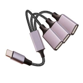 Type-C Splitter Cable(10 inch long),USB A Splitter 1 in 3 out, USB C Male to Three USB A Female Cable Adapter,Type-C Splitter Multiple Hub for iMac/iPhone 15/iPad Pro/PC Etc (Grey)