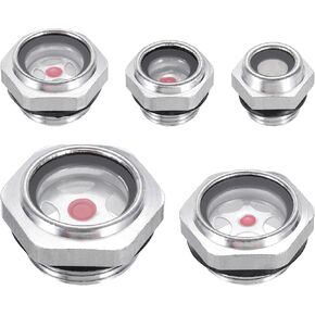 PATIKIL Oil Sight Glass, 5Pack 1/4" 3/8" 1/2" 3/4" 1" Male Threaded Alloy Oil Liquid Level Gauge Oil Indicator for Pump Air Compressor Fittings