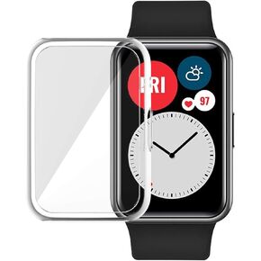 Screen Protector Case Compatible with Huawei Watch Fit,Ultra-Thin Soft TPU Plated Bumper Case Full Cover Protective Shell Smartwatch Accessories for Huawei Watch Fit (Clear)