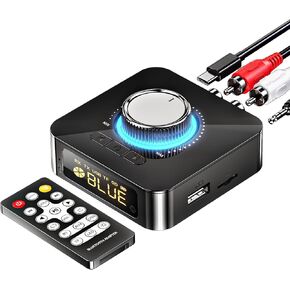 5.0 Bluetooth Audio Receiver Transmitter, Wireless Audio Adapter for Speakers, TVs, PCs, CDs, Computers, and Other Home Stereo Speakers, Supports 3.5mm AUX, RCA, USB, and TF Card Playback