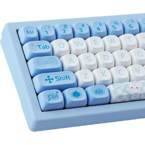 Hyekit PBT Keycaps for Mechanical Keyboatd - 145 Keys Alice Rabbit Keycaps, Dye-Sublimation Cute Keycaps MOA Profile Custom Keycaps for Cherry Gateron MX Switches, for Mac Windows PC Keyboard