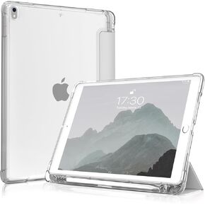 kenke Case for iPad Air 3rd Gen 2019 / Pro 10.5 Inch 2017, Slim Trifold Smart Case with Pencil Holder, Soft TPU Frosted Translucent Back Cover for iPad Air 3 / Pro 10.5, Auto Sleep/Wake, Gray White