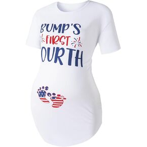 قميص الحمل النسائي الأول الرابع من Bump's الرابع من يوليو بأكمام قصيرة للحمل
